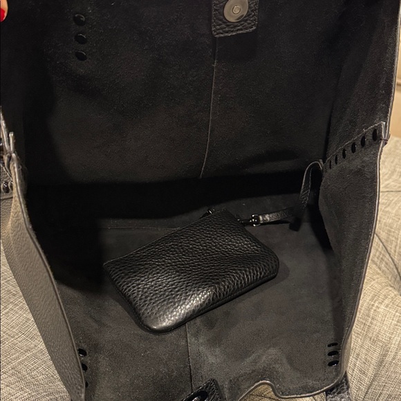 Rebecca Minkoff Bag Black Studded Pebbled Leather Unlined Tote Wallet Set - Picture 15 of 17